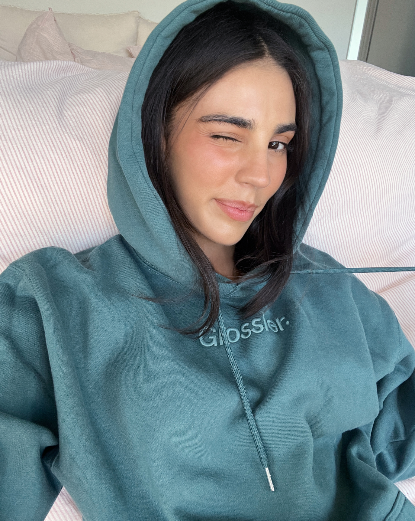 Embroidered Sage Hoodie Glossier